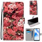 For OPPO A55 5G / A54 4G / A53s 5G / A16 4G Coloured Drawing Cross Texture Horizontal Flip PU Leather Case with Holder & Card Slots & Wallet & Lanyard(Pink Rose Garden) - 1