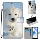 For OPPO A55 5G / A54 4G / A53s 5G / A16 4G Coloured Drawing Cross Texture Horizontal Flip PU Leather Case with Holder & Card Slots & Wallet & Lanyard(Snow Puppy) - 1