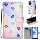 For OPPO A55 5G / A54 4G / A53s 5G / A16 4G Coloured Drawing Cross Texture Horizontal Flip PU Leather Case with Holder & Card Slots & Wallet & Lanyard(Footprint Water Drops) - 1