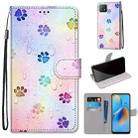 For OPPO A72 5G / A73 5G / A53 5G Coloured Drawing Cross Texture Horizontal Flip PU Leather Case with Holder & Card Slots & Wallet & Lanyard(Footprint Water Drops) - 1