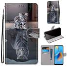 For OPPO A74 4G / F19 Coloured Drawing Cross Texture Horizontal Flip PU Leather Case with Holder & Card Slots & Wallet & Lanyard(Cat Becomes Tiger) - 1