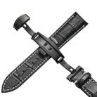 14mm Classic Cowhide Leather Black Butterfly Buckle Watch Band(Black White Lines) - 1