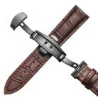 22mm Classic Cowhide Leather Black Butterfly Buckle Watch Band(Brown) - 1