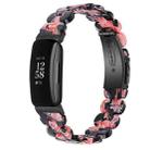 For Fitbit Inspire 2 / Inspire Oval Resin Watch Band(Black Pink Flower) - 1