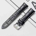 14mm Calf Leather Watch Band(Black White Lines) - 1