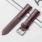 18mm Calf Leather Watch Band(Brown White Lines) - 1
