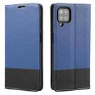 For Samsung Galaxy A12 Cross Texture Magnetic Horizontal Flip Leather Case with Card Slots & Holder & Wallet(Blue) - 1
