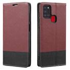 For Samsung Galaxy A21s Cross Texture Magnetic Horizontal Flip Leather Case with Card Slots & Holder & Wallet(Wine Red) - 1