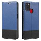 For Samsung Galaxy A21s Cross Texture Magnetic Horizontal Flip Leather Case with Card Slots & Holder & Wallet(Blue) - 1