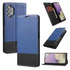 For Samsung Galaxy A32 4G Cross Texture Magnetic Horizontal Flip Leather Case with Card Slots & Holder & Wallet(Blue) - 1