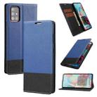For Samsung Galaxy A71 Cross Texture Magnetic Horizontal Flip Leather Case with Card Slots & Holder & Wallet(Blue) - 1