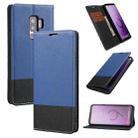 For Samsung Galaxy S9+ Cross Texture Magnetic Horizontal Flip Leather Case with Card Slots & Holder & Wallet(Blue) - 1
