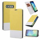 For Samsung Galaxy S10+ Cross Texture Magnetic Horizontal Flip Leather Case with Card Slots & Holder & Wallet(Yellow) - 1