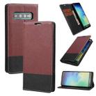 For Samsung Galaxy S10+ Cross Texture Magnetic Horizontal Flip Leather Case with Card Slots & Holder & Wallet(Wine Red) - 1