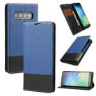 For Samsung Galaxy S10+ Cross Texture Magnetic Horizontal Flip Leather Case with Card Slots & Holder & Wallet(Blue) - 1