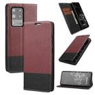 For Samsung Galaxy S20 Ultra Cross Texture Magnetic Horizontal Flip Leather Case with Card Slots & Holder & Wallet(Wine Red) - 1