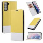 For Samsung Galaxy S21 5G Cross Texture Magnetic Horizontal Flip Leather Case with Card Slots & Holder & Wallet(Yellow) - 1