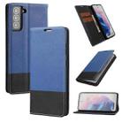 For Samsung Galaxy S21 5G Cross Texture Magnetic Horizontal Flip Leather Case with Card Slots & Holder & Wallet(Blue) - 1