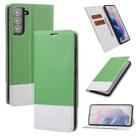 For Samsung Galaxy S21 5G Cross Texture Magnetic Horizontal Flip Leather Case with Card Slots & Holder & Wallet(Green) - 1