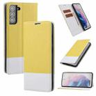 For Samsung Galaxy S21+ 5G Cross Texture Magnetic Horizontal Flip Leather Case with Card Slots & Holder & Wallet(Yellow) - 1