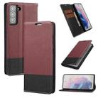 For Samsung Galaxy S21+ 5G Cross Texture Magnetic Horizontal Flip Leather Case with Card Slots & Holder & Wallet(Wine Red) - 1