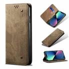 For iPhone 13 mini Denim Texture Casual Style Horizontal Flip Leather Case with Holder & Card Slots & Wallet (Khaki) - 1