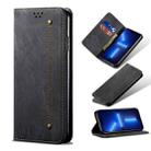 For iPhone 13 Pro Denim Texture Casual Style Horizontal Flip Leather Case with Holder & Card Slots & Wallet (Black) - 1