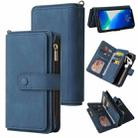 For iPhone 13 Pro Max Skin Feel PU + TPU Horizontal Flip Leather Case with Holder & 15 Cards Slot & Wallet & Zipper Pocket & Lanyard (Blue) - 1