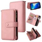 For iPhone 13 Pro Skin Feel PU + TPU Horizontal Flip Leather Case with Holder & 15 Cards Slot & Wallet & Zipper Pocket & Lanyard (Pink) - 1