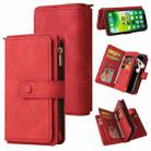 For iPhone 13 Skin Feel PU + TPU Horizontal Flip Leather Case with Holder & 15 Cards Slot & Wallet & Zipper Pocket & Lanyard(Red) - 1