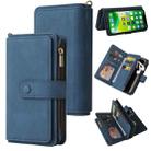 For iPhone 13 Skin Feel PU + TPU Horizontal Flip Leather Case with Holder & 15 Cards Slot & Wallet & Zipper Pocket & Lanyard(Blue) - 1