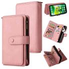 For iPhone 13 Skin Feel PU + TPU Horizontal Flip Leather Case with Holder & 15 Cards Slot & Wallet & Zipper Pocket & Lanyard(Pink) - 1