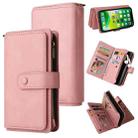 For iPhone 13 mini Skin Feel PU + TPU Horizontal Flip Leather Case with Holder & 15 Cards Slot & Wallet & Zipper Pocket & Lanyard (Pink) - 1