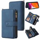 For iPhone 12 Pro Max Skin Feel PU + TPU Horizontal Flip Leather Case with Holder & 15 Cards Slot & Wallet & Zipper Pocket & Lanyard(Blue) - 1