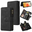 For iPhone 12 / 12 Pro Skin Feel PU + TPU Horizontal Flip Leather Case with Holder & 15 Cards Slot & Wallet & Zipper Pocket & Lanyard(Black) - 1