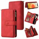 For iPhone 12 / 12 Pro Skin Feel PU + TPU Horizontal Flip Leather Case with Holder & 15 Cards Slot & Wallet & Zipper Pocket & Lanyard(Red) - 1