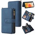 For iPhone 12 / 12 Pro Skin Feel PU + TPU Horizontal Flip Leather Case with Holder & 15 Cards Slot & Wallet & Zipper Pocket & Lanyard(Blue) - 1