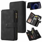 For iPhone 12 mini Skin Feel PU + TPU Horizontal Flip Leather Case with Holder & 15 Cards Slot & Wallet & Zipper Pocket & Lanyard (Black) - 1