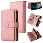 Skin Feel PU + TPU Horizontal Flip Leather Case with Holder & 15 Cards Slot & Wallet & Zipper Pocket & Lanyard For iPhone 11 Pro(Pink) - 1