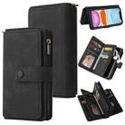 Skin Feel PU + TPU Horizontal Flip Leather Case with Holder & 15 Cards Slot & Wallet & Zipper Pocket & Lanyard For iPhone 11(Black) - 1