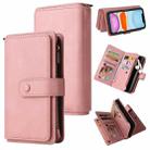 Skin Feel PU + TPU Horizontal Flip Leather Case with Holder & 15 Cards Slot & Wallet & Zipper Pocket & Lanyard For iPhone 11(Pink) - 1