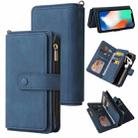For iPhone X / XS Skin Feel PU + TPU Horizontal Flip Leather Case with Holder & 15 Cards Slot & Wallet & Zipper Pocket & Lanyard(Blue) - 1