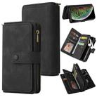 For iPhone XS Max Skin Feel PU + TPU Horizontal Flip Leather Case with Holder & 15 Cards Slot & Wallet & Zipper Pocket & Lanyard(Black) - 1