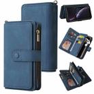 For iPhone XR Skin Feel PU + TPU Horizontal Flip Leather Case with Holder & 15 Cards Slot & Wallet & Zipper Pocket & Lanyard(Blue) - 1