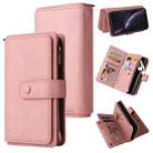 For iPhone XR Skin Feel PU + TPU Horizontal Flip Leather Case with Holder & 15 Cards Slot & Wallet & Zipper Pocket & Lanyard(Pink) - 1