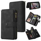 For iPhone SE 2022 / SE 2020 / 8 / 7 Skin Feel PU + TPU Horizontal Flip Leather Case with Holder & 15 Cards Slot & Wallet & Zipper Pocket & Lanyard(Black) - 1