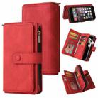 For iPhone SE 2022 / SE 2020 / 8 / 7 Skin Feel PU + TPU Horizontal Flip Leather Case with Holder & 15 Cards Slot & Wallet & Zipper Pocket & Lanyard(Red) - 1