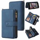 For iPhone SE 2022 / SE 2020 / 8 / 7 Skin Feel PU + TPU Horizontal Flip Leather Case with Holder & 15 Cards Slot & Wallet & Zipper Pocket & Lanyard(Blue) - 1