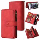 Skin Feel PU + TPU Horizontal Flip Leather Case with Holder & 15 Cards Slot & Wallet & Zipper Pocket & Lanyard For iPhone 8 Plus & 7 Plus(Red) - 1