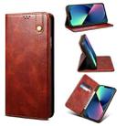 For iPhone 13 mini Simple Wax Crazy Horse Texture Horizontal Flip Leather Case with Card Slots & Wallet (Brown) - 1